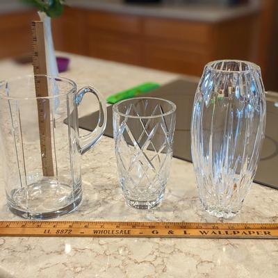 3 Beautiful Crystal Vases and Pitcher