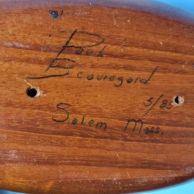 Hand Carved Signed Wooden Duck Vintage