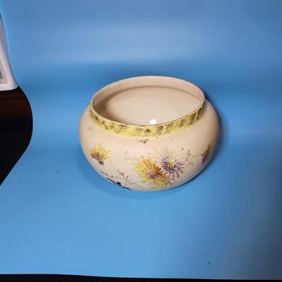 Antique Hand Painted Floral Planter