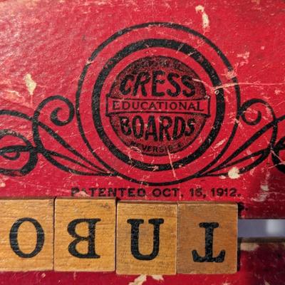 Antique 1912 Cress Educational Board Reversible Spelling Math