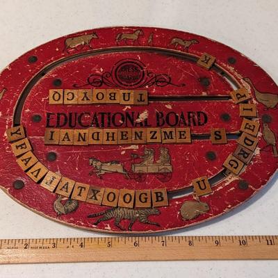 Antique 1912 Cress Educational Board Reversible Spelling Math