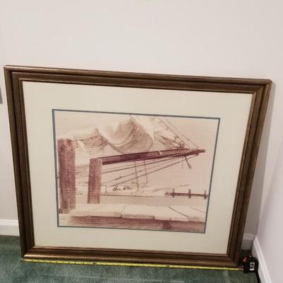 Framed and Matted Boat