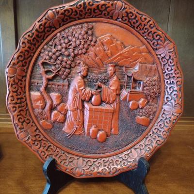 Chinese Cinnabar Plates