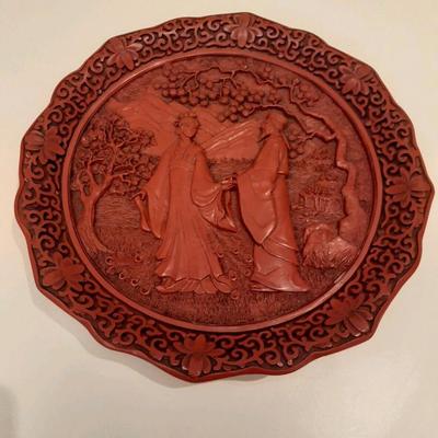 Chinese Cinnabar Plates