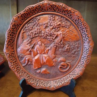 Chinese Cinnabar Plates