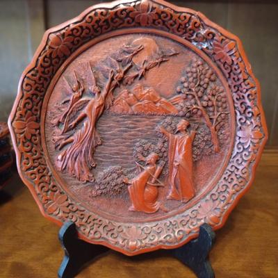 Chinese Cinnabar Plates
