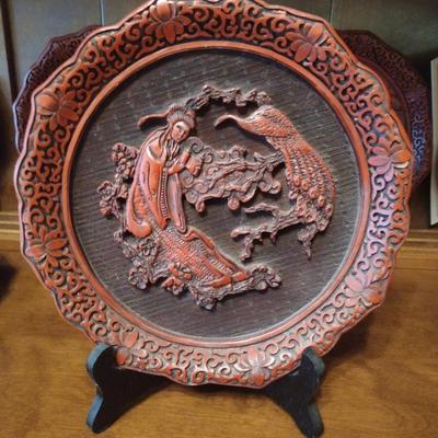 Chinese Cinnabar Plates
