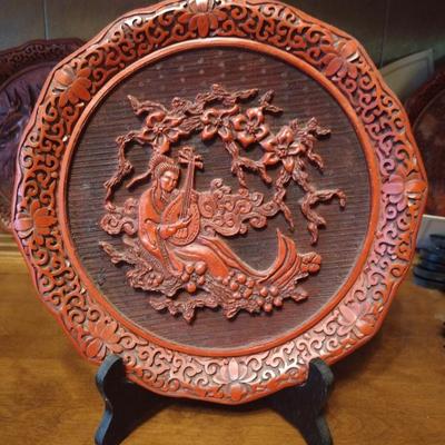 Chinese Cinnabar Plates