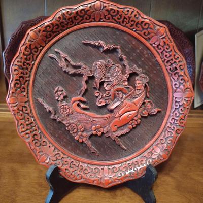 Chinese Cinnabar Plates