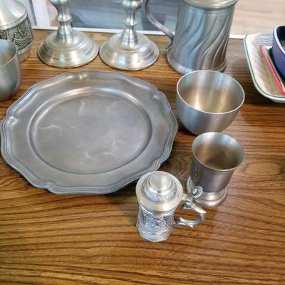 Variety of Pewter Tankards and more