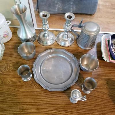 Variety of Pewter Tankards and more