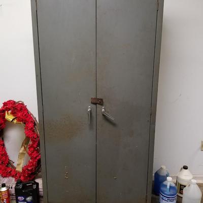 Metal Cabinet with Contents