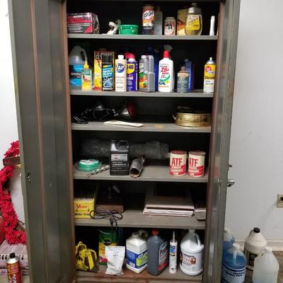 Metal Cabinet with Contents