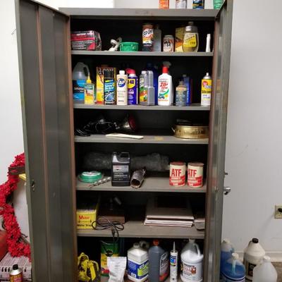 Metal Cabinet with Contents