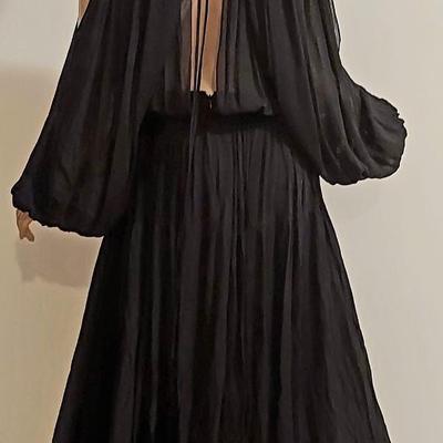 Vtg HALSTON Demi Couture 80s-90s Chic Prairie Gown