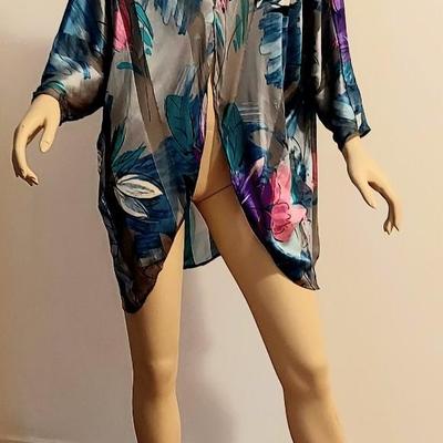 Vtg 1970's  Rare Victoria Secret  100% Silk  Shirt Kaftan metallic vibes