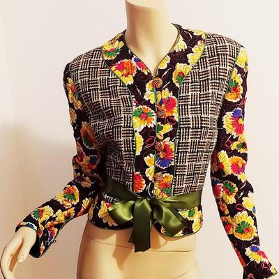 Vtg Carlisle 1960's Silk Floral Jacket /Ribbon British Colonies Hong Kong