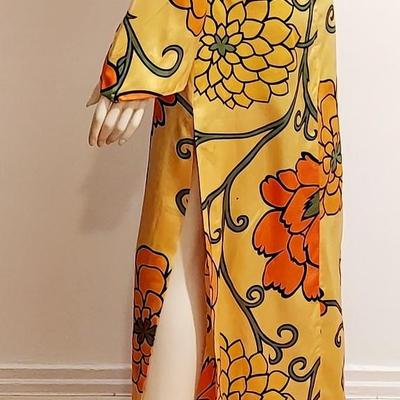 Vtg Floral Mod Maxi Golden Lady