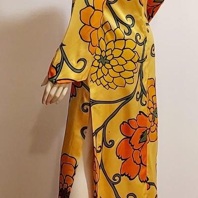 Vtg Floral Mod Maxi Golden Lady