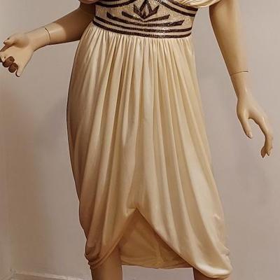 Vtg 80s Lillie Rubin Grecian Draped dress Embellished  waist
