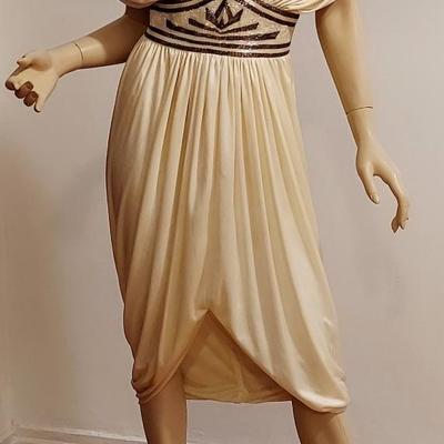 Vtg 80s Lillie Rubin Grecian Draped dress Embellished  waist
