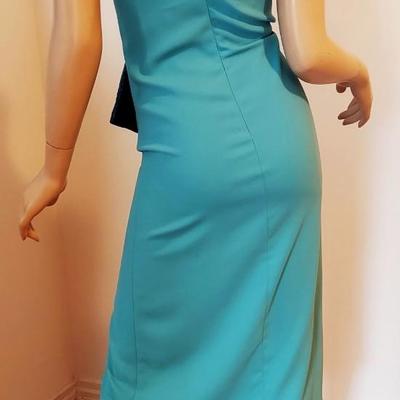 Pinko  Dress NWT Wrap Contrast Dress Aqua Crepe /Velour lame'  Rhinestone Shoulder Straps