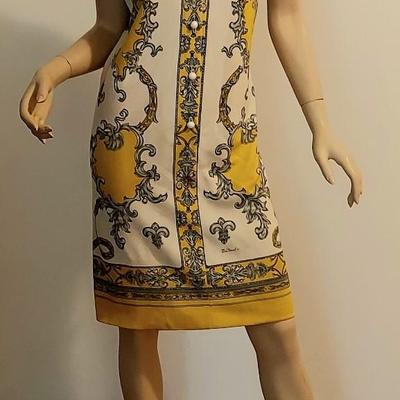 Vtg 1970s Signed Jersey Don Manuel dress Baroque  Design