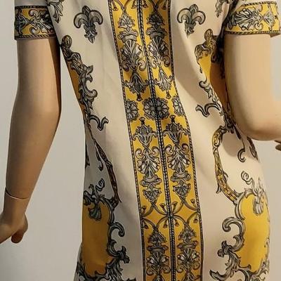 Vtg 1970s Signed Jersey Don Manuel dress Baroque  Design