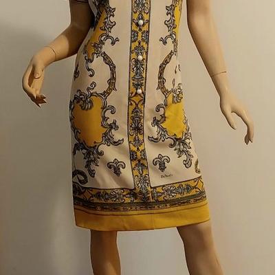 Vtg 1970s Signed Jersey Don Manuel dress Baroque  Design