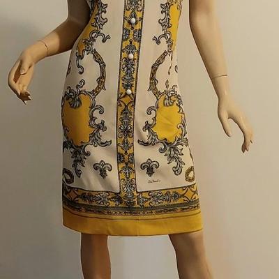 Vtg 1970s Signed Jersey Don Manuel dress Baroque  Design
