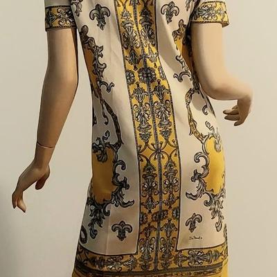 Vtg 1970s Signed Jersey Don Manuel dress Baroque  Design