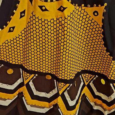 Vtg 80s Hand Painted Printed Sequine full sweep skirt