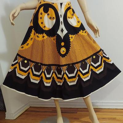 Vtg 80s Hand Painted Printed Sequine full sweep skirt