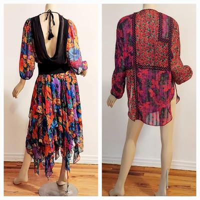 Wow 2 for 1 Sale Diane Freis silk Embellished Special Edition Hankerchief dress & Chiffon Tunic top