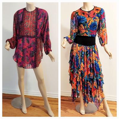 Wow 2 for 1 Sale Diane Freis silk Embellished Special Edition Hankerchief dress & Chiffon Tunic top