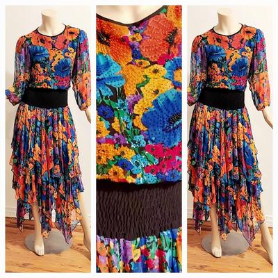 Wow 2 for 1 Sale Diane Freis silk Embellished Special Edition Hankerchief dress & Chiffon Tunic top