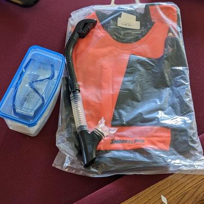 Snorkel Pro Cruiser Snorkeling Vest, Black/Orange Large, Snorkel and Mask