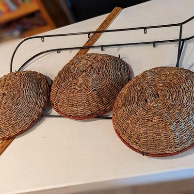 NIB 3 Tiered Round Wicker Basket Display