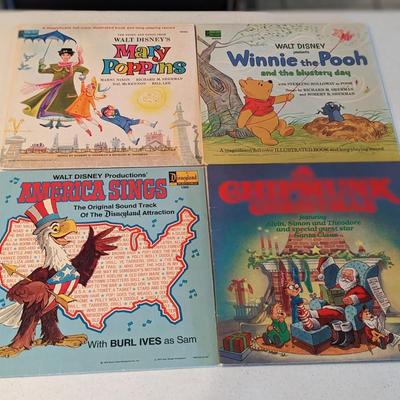 Variety Lot Of 4 Children's Vinyl Record LP and Storybooks
