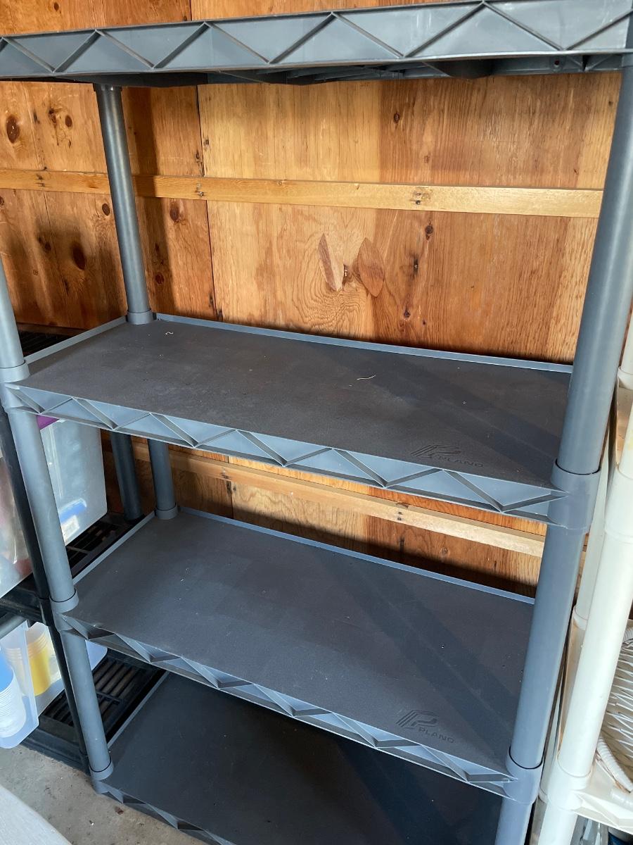 3 level grey storage shelving
