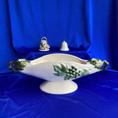 VINTAGE TOKAY HULL CANDLE STICK POTTERY DISH AND BELLS