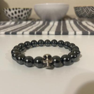 Hematite Skull Bracelet