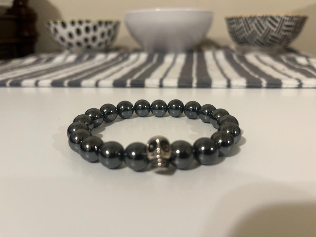 Hematite Skull Bracelet