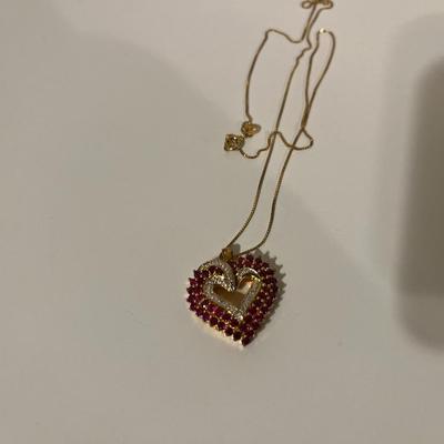 Diamond and Ruby heart necklace