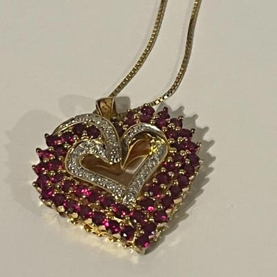 Diamond and Ruby heart necklace