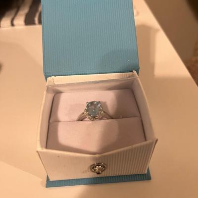 Blue Quartz 3ct Dinner Ring size 8