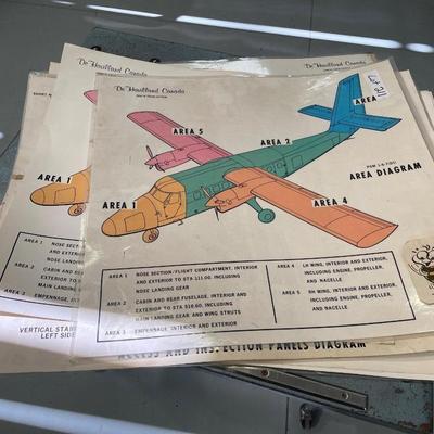 Stack of Misc. Airplane Charts & Diagrams - large stack
