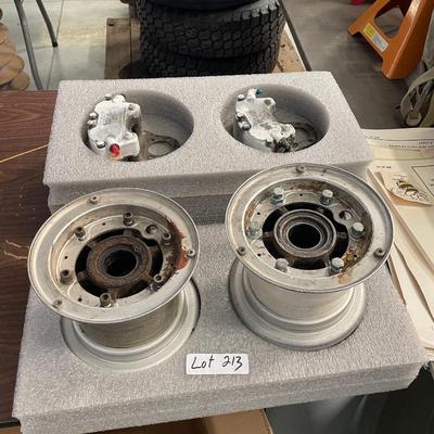 Pair of Airplane Wheel Hubs & Brake Calipers