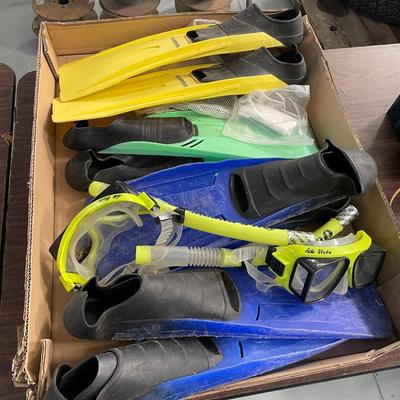 Lot of Snorkeling Gear - Masks, Fins, Snorkels