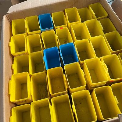 3 Boxes of Plastic Mostly yellow sorting Hardware boxes